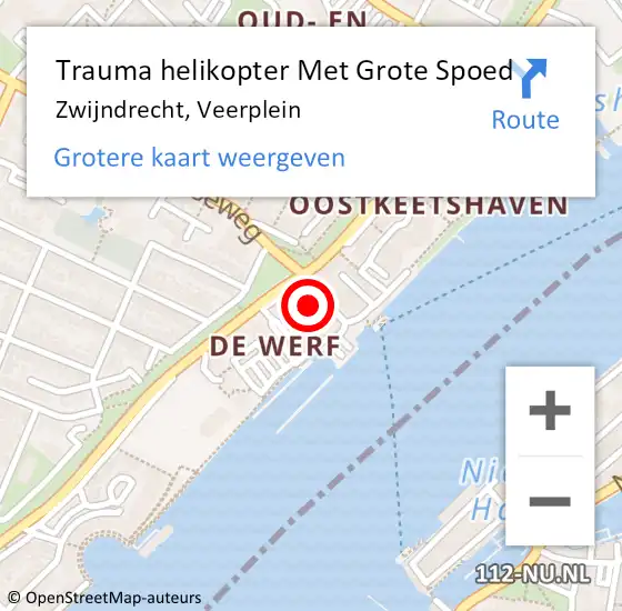 Locatie op kaart van de 112 melding: Trauma helikopter Met Grote Spoed Naar Zwijndrecht, Veerplein op 3 april 2022 02:55