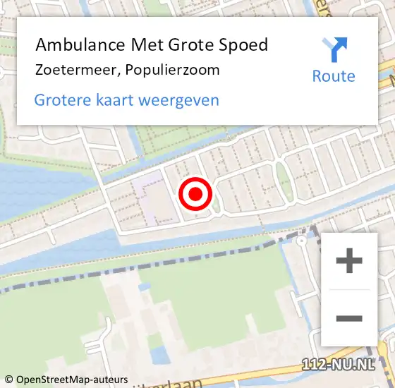 Locatie op kaart van de 112 melding: Ambulance Met Grote Spoed Naar Zoetermeer, Populierzoom op 3 april 2022 02:57