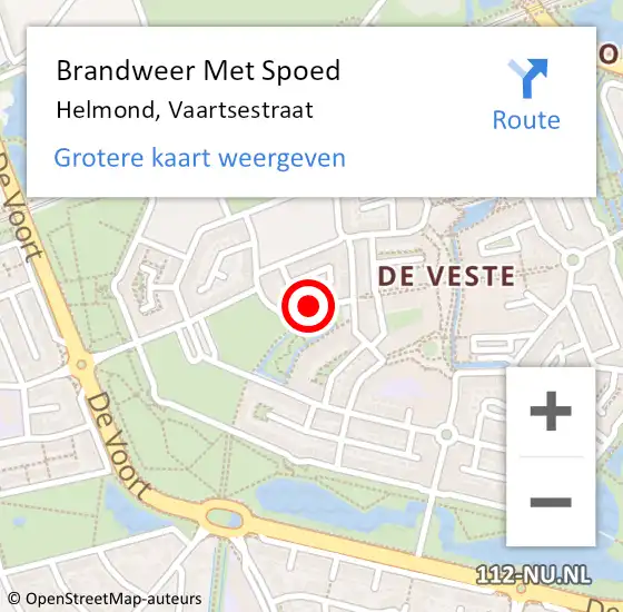 Locatie op kaart van de 112 melding: Brandweer Met Spoed Naar Helmond, Vaartsestraat op 3 april 2022 03:21