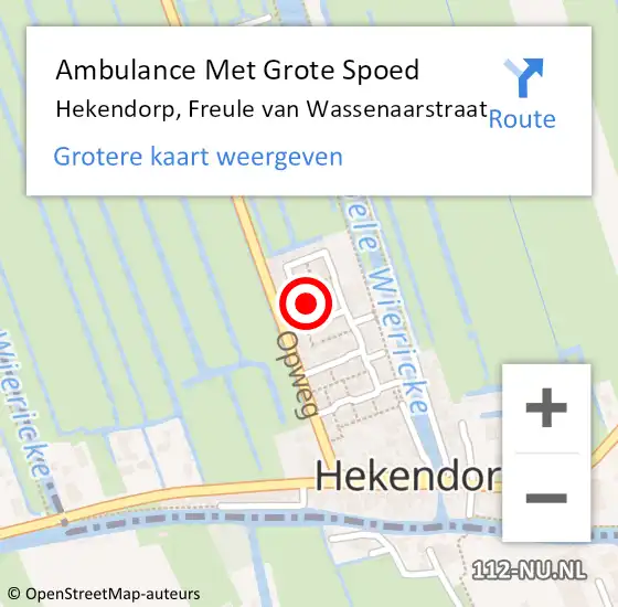 Locatie op kaart van de 112 melding: Ambulance Met Grote Spoed Naar Hekendorp, Freule van Wassenaarstraat op 3 april 2022 03:29