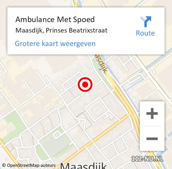 Locatie op kaart van de 112 melding: Ambulance Met Spoed Naar Maasdijk, Prinses Beatrixstraat op 3 april 2022 03:33