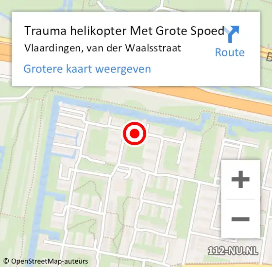 Locatie op kaart van de 112 melding: Trauma helikopter Met Grote Spoed Naar Vlaardingen, van der Waalsstraat op 3 april 2022 03:48