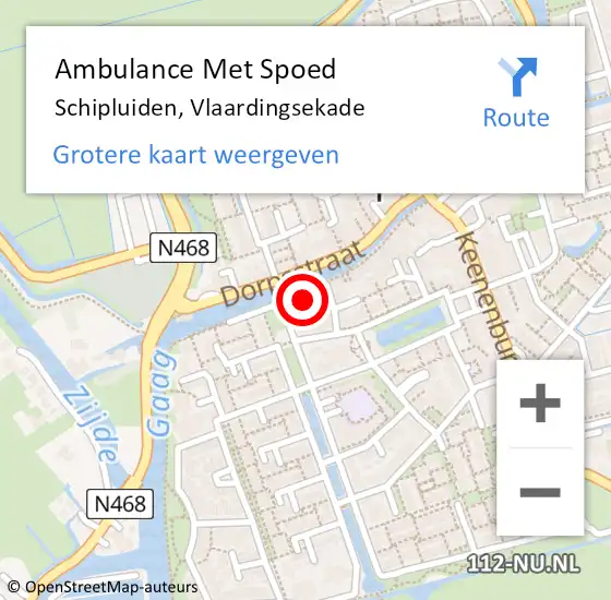 Locatie op kaart van de 112 melding: Ambulance Met Spoed Naar Schipluiden, Vlaardingsekade op 3 april 2022 04:39