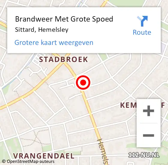 Locatie op kaart van de 112 melding: Brandweer Met Grote Spoed Naar Sittard, Hemelsley op 3 april 2022 05:34