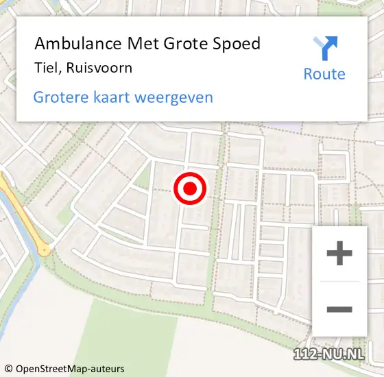 Locatie op kaart van de 112 melding: Ambulance Met Grote Spoed Naar Tiel, Ruisvoorn op 3 april 2022 05:37