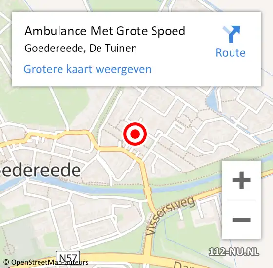 Locatie op kaart van de 112 melding: Ambulance Met Grote Spoed Naar Goedereede, De Tuinen op 3 april 2022 06:03