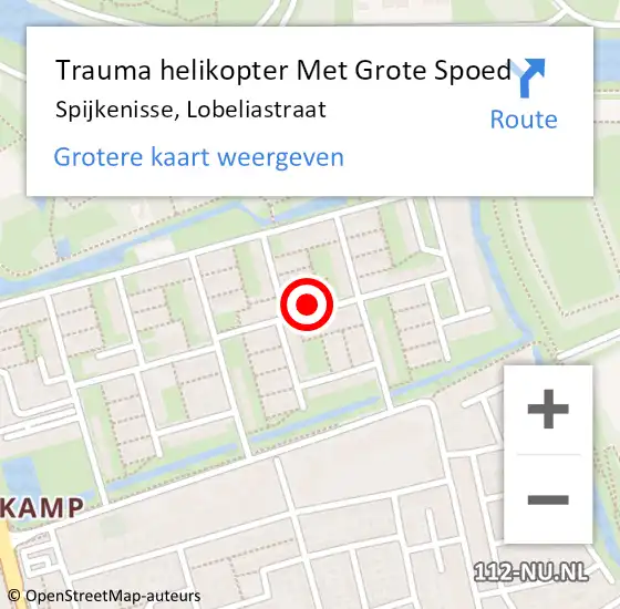 Locatie op kaart van de 112 melding: Trauma helikopter Met Grote Spoed Naar Spijkenisse, Lobeliastraat op 3 april 2022 06:26