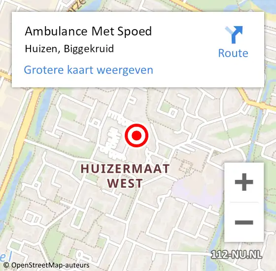 Locatie op kaart van de 112 melding: Ambulance Met Spoed Naar Huizen, Biggekruid op 13 juli 2014 04:47