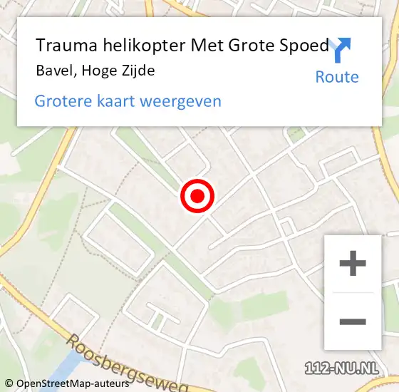 Locatie op kaart van de 112 melding: Trauma helikopter Met Grote Spoed Naar Bavel, Hoge Zijde op 3 april 2022 07:07
