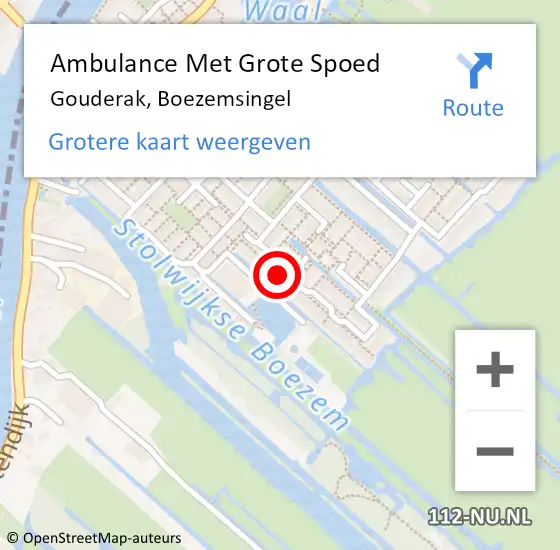 Locatie op kaart van de 112 melding: Ambulance Met Grote Spoed Naar Gouderak, Boezemsingel op 3 april 2022 07:13