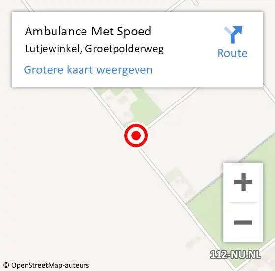 Locatie op kaart van de 112 melding: Ambulance Met Spoed Naar Lutjewinkel, Groetpolderweg op 3 april 2022 08:17