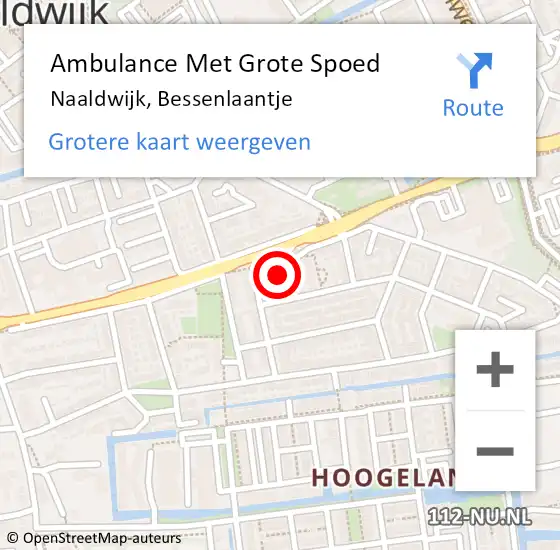 Locatie op kaart van de 112 melding: Ambulance Met Grote Spoed Naar Naaldwijk, Bessenlaantje op 3 april 2022 08:38