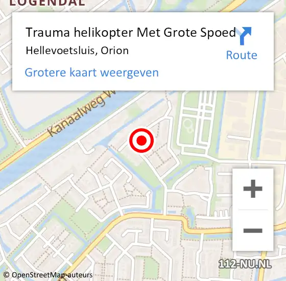 Locatie op kaart van de 112 melding: Trauma helikopter Met Grote Spoed Naar Hellevoetsluis, Orion op 3 april 2022 08:40