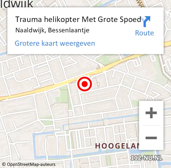 Locatie op kaart van de 112 melding: Trauma helikopter Met Grote Spoed Naar Naaldwijk, Bessenlaantje op 3 april 2022 08:42