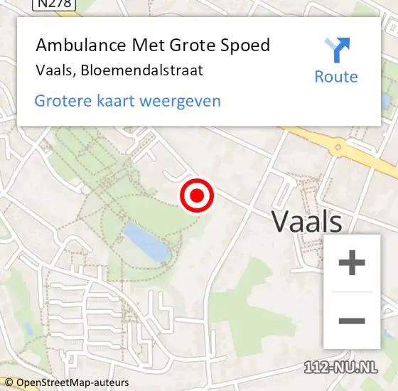 Locatie op kaart van de 112 melding: Ambulance Met Grote Spoed Naar Vaals, Bloemendalstraat op 8 oktober 2013 08:18