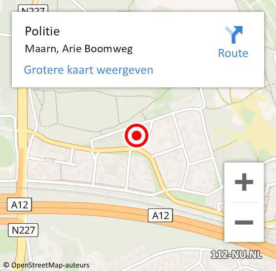 Locatie op kaart van de 112 melding: Politie Maarn, Arie Boomweg op 3 april 2022 09:22