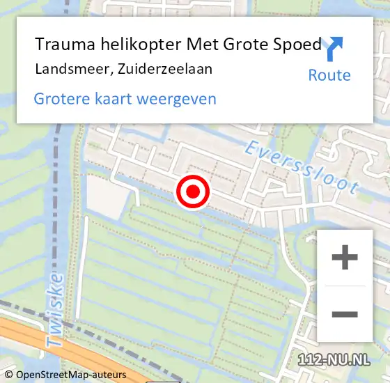 Locatie op kaart van de 112 melding: Trauma helikopter Met Grote Spoed Naar Landsmeer, Zuiderzeelaan op 3 april 2022 09:41