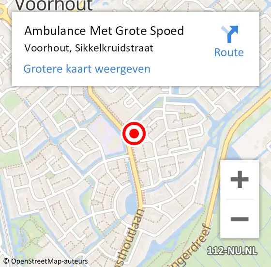 Locatie op kaart van de 112 melding: Ambulance Met Grote Spoed Naar Voorhout, Sikkelkruidstraat op 3 april 2022 09:42