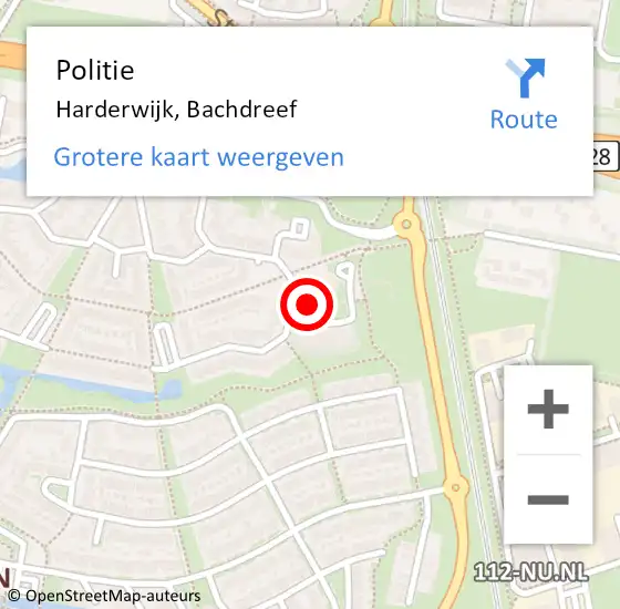 Locatie op kaart van de 112 melding: Politie Harderwijk, Bachdreef op 3 april 2022 09:42