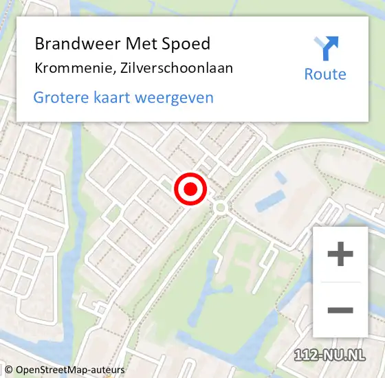 Locatie op kaart van de 112 melding: Brandweer Met Spoed Naar Krommenie, Zilverschoonlaan op 3 april 2022 09:46