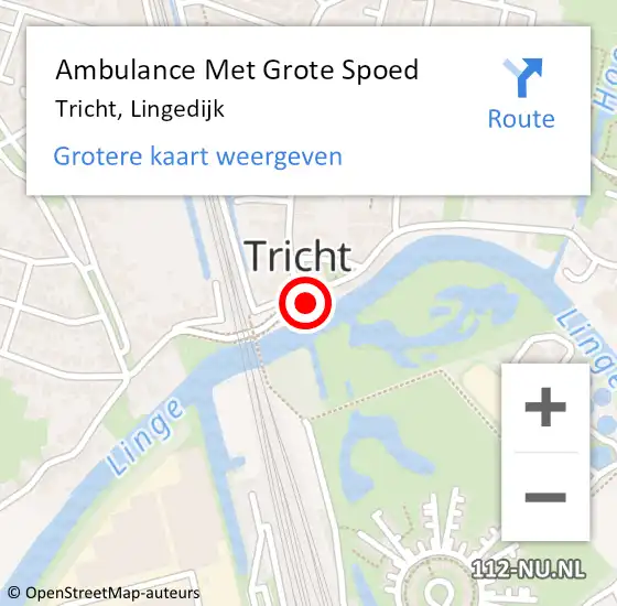 Locatie op kaart van de 112 melding: Ambulance Met Grote Spoed Naar Tricht, Lingedijk op 3 april 2022 10:26