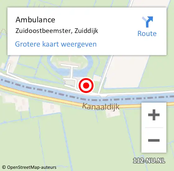 Locatie op kaart van de 112 melding: Ambulance Zuidoostbeemster, Zuiddijk op 3 april 2022 10:33