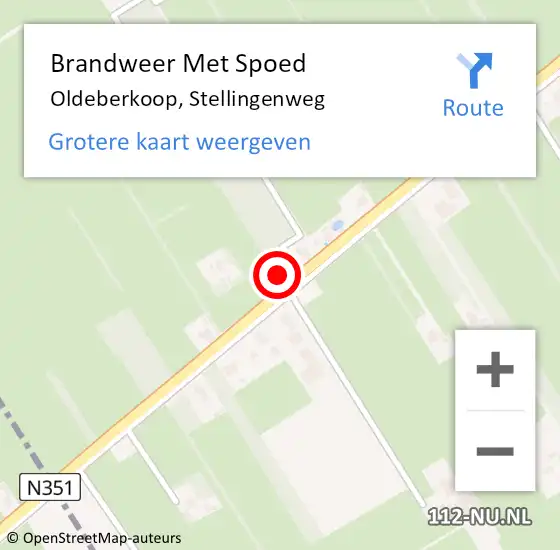 Locatie op kaart van de 112 melding: Brandweer Met Spoed Naar Oldeberkoop, Stellingenweg op 3 april 2022 10:36