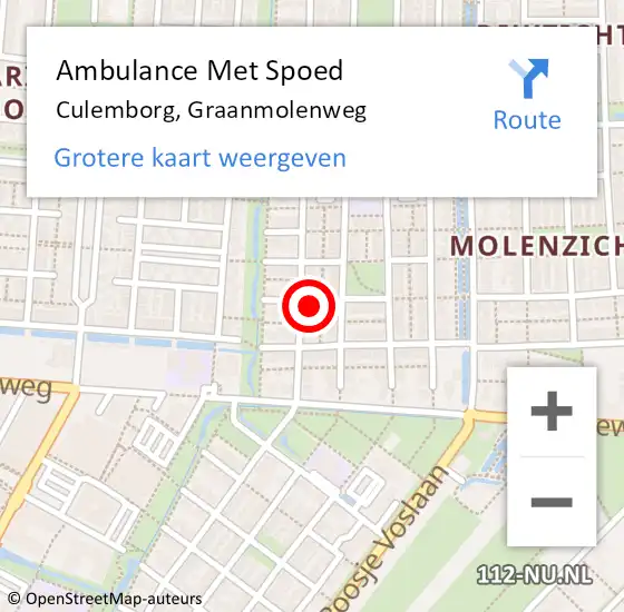 Locatie op kaart van de 112 melding: Ambulance Met Spoed Naar Culemborg, Graanmolenweg op 13 juli 2014 05:33