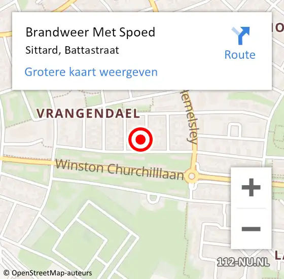 Locatie op kaart van de 112 melding: Brandweer Met Spoed Naar Sittard, Battastraat op 3 april 2022 10:49