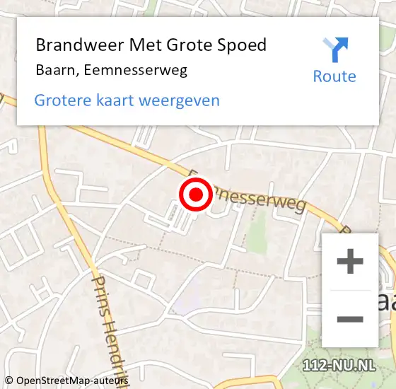 Locatie op kaart van de 112 melding: Brandweer Met Grote Spoed Naar Baarn, Eemnesserweg op 3 april 2022 10:56