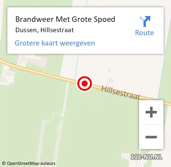 Locatie op kaart van de 112 melding: Brandweer Met Grote Spoed Naar Dussen, Hillsestraat op 3 april 2022 11:37