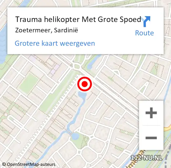 Locatie op kaart van de 112 melding: Trauma helikopter Met Grote Spoed Naar Zoetermeer, Sardinië op 3 april 2022 11:40