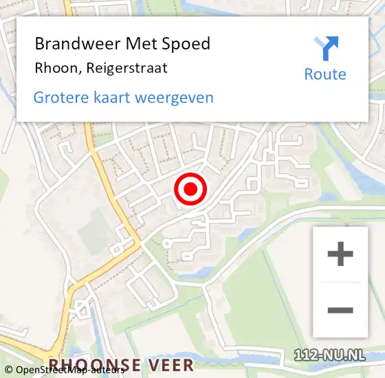 Locatie op kaart van de 112 melding: Brandweer Met Spoed Naar Rhoon, Reigerstraat op 3 april 2022 11:42