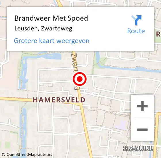 Locatie op kaart van de 112 melding: Brandweer Met Spoed Naar Leusden, Zwarteweg op 3 april 2022 11:43