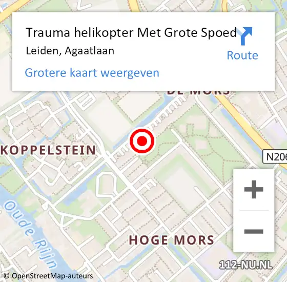 Locatie op kaart van de 112 melding: Trauma helikopter Met Grote Spoed Naar Leiden, Agaatlaan op 3 april 2022 12:15