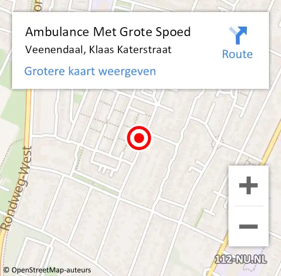 Locatie op kaart van de 112 melding: Ambulance Met Grote Spoed Naar Veenendaal, Klaas Katerstraat op 3 april 2022 12:22