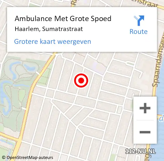 Locatie op kaart van de 112 melding: Ambulance Met Grote Spoed Naar Haarlem, Sumatrastraat op 3 april 2022 12:33