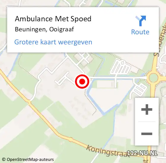 Locatie op kaart van de 112 melding: Ambulance Met Spoed Naar Beuningen, Ooigraaf op 3 april 2022 12:45