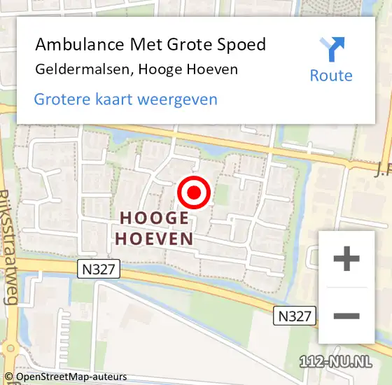 Locatie op kaart van de 112 melding: Ambulance Met Grote Spoed Naar Geldermalsen, Hooge Hoeven op 3 april 2022 12:52