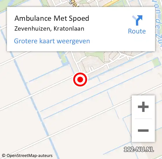 Locatie op kaart van de 112 melding: Ambulance Met Spoed Naar Zevenhuizen, Kratonlaan op 3 april 2022 13:05