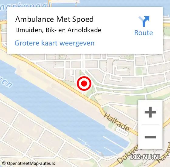 Locatie op kaart van de 112 melding: Ambulance Met Spoed Naar IJmuiden, Bik- en Arnoldkade op 3 april 2022 14:08