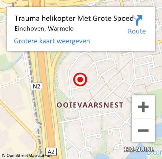 Locatie op kaart van de 112 melding: Trauma helikopter Met Grote Spoed Naar Eindhoven, Warmelo op 3 april 2022 14:20