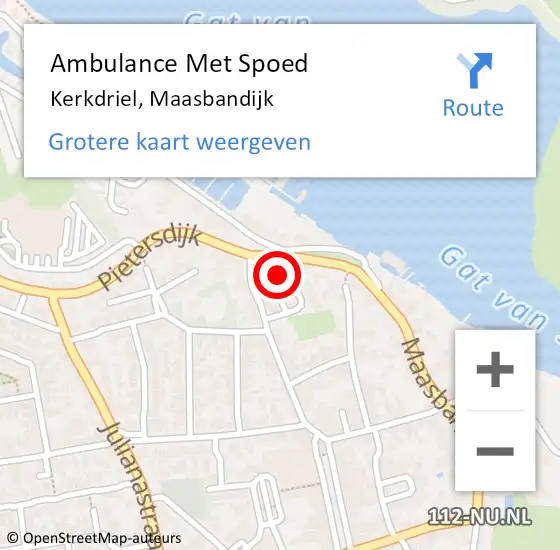 Locatie op kaart van de 112 melding: Ambulance Met Spoed Naar Kerkdriel, Maasbandijk op 3 april 2022 14:33