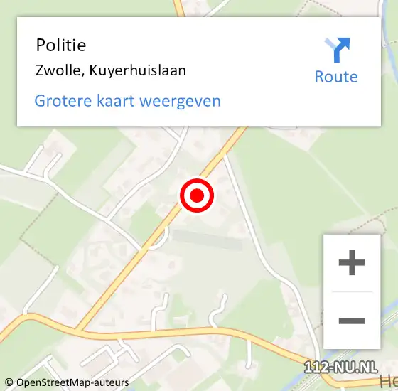 Locatie op kaart van de 112 melding: Politie Zwolle, Kuyerhuislaan op 3 april 2022 14:45