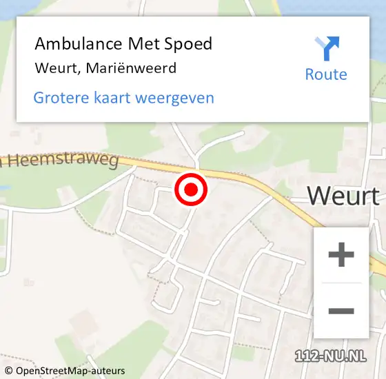 Locatie op kaart van de 112 melding: Ambulance Met Spoed Naar Weurt, Mariënweerd op 3 april 2022 14:54