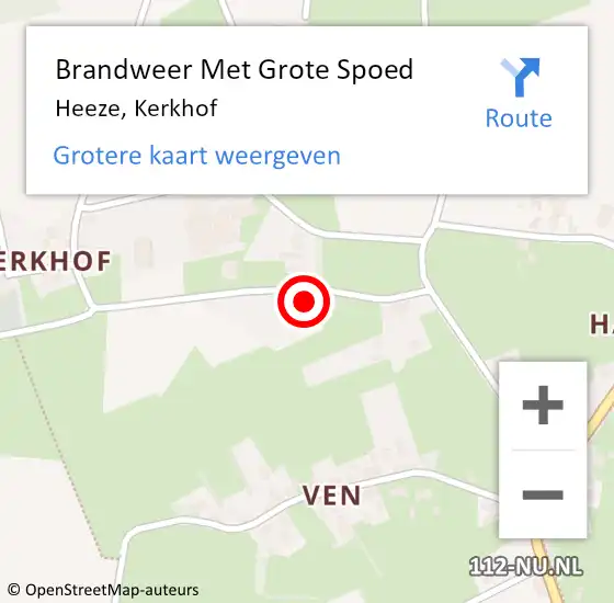 Locatie op kaart van de 112 melding: Brandweer Met Grote Spoed Naar Heeze, Kerkhof op 3 april 2022 15:14