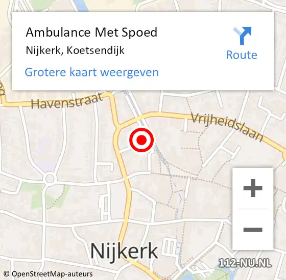 Locatie op kaart van de 112 melding: Ambulance Met Spoed Naar Nijkerk, Koetsendijk op 3 april 2022 15:14