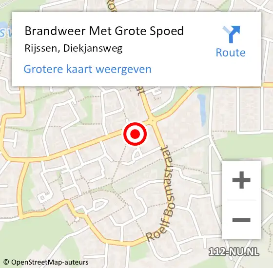 Locatie op kaart van de 112 melding: Brandweer Met Grote Spoed Naar Rijssen, Diekjansweg op 3 april 2022 15:32