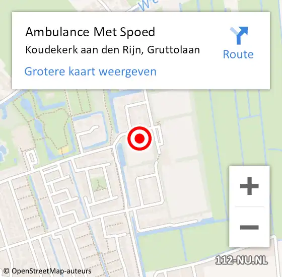 Locatie op kaart van de 112 melding: Ambulance Met Spoed Naar Koudekerk aan den Rijn, Gruttolaan op 3 april 2022 15:58