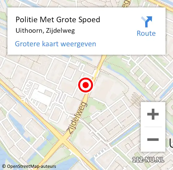 Locatie op kaart van de 112 melding: Politie Met Grote Spoed Naar Uithoorn, Zijdelweg op 3 april 2022 16:20